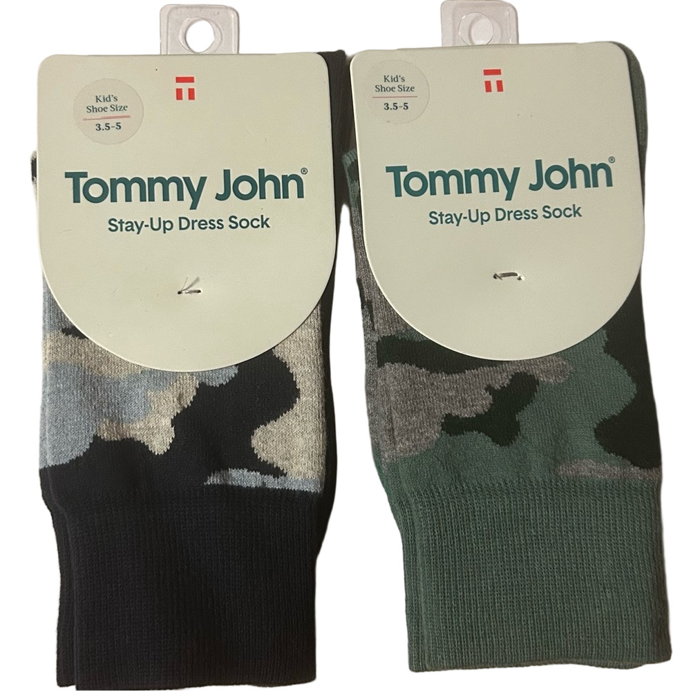 Tommy John 2 Pairs Of Kids Stay Up Dress Socks Camouflage Shoe Size 3.5 - 5